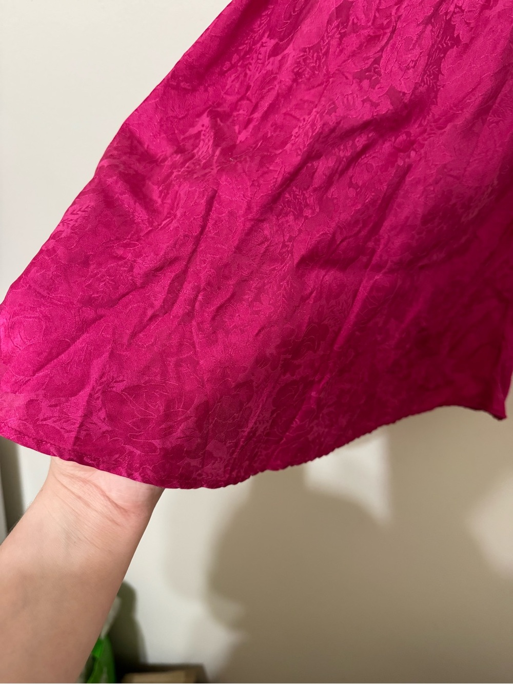 Vintage 100% Silk Magenta Slip Dress with Thin Straps - Picture 5 of 6